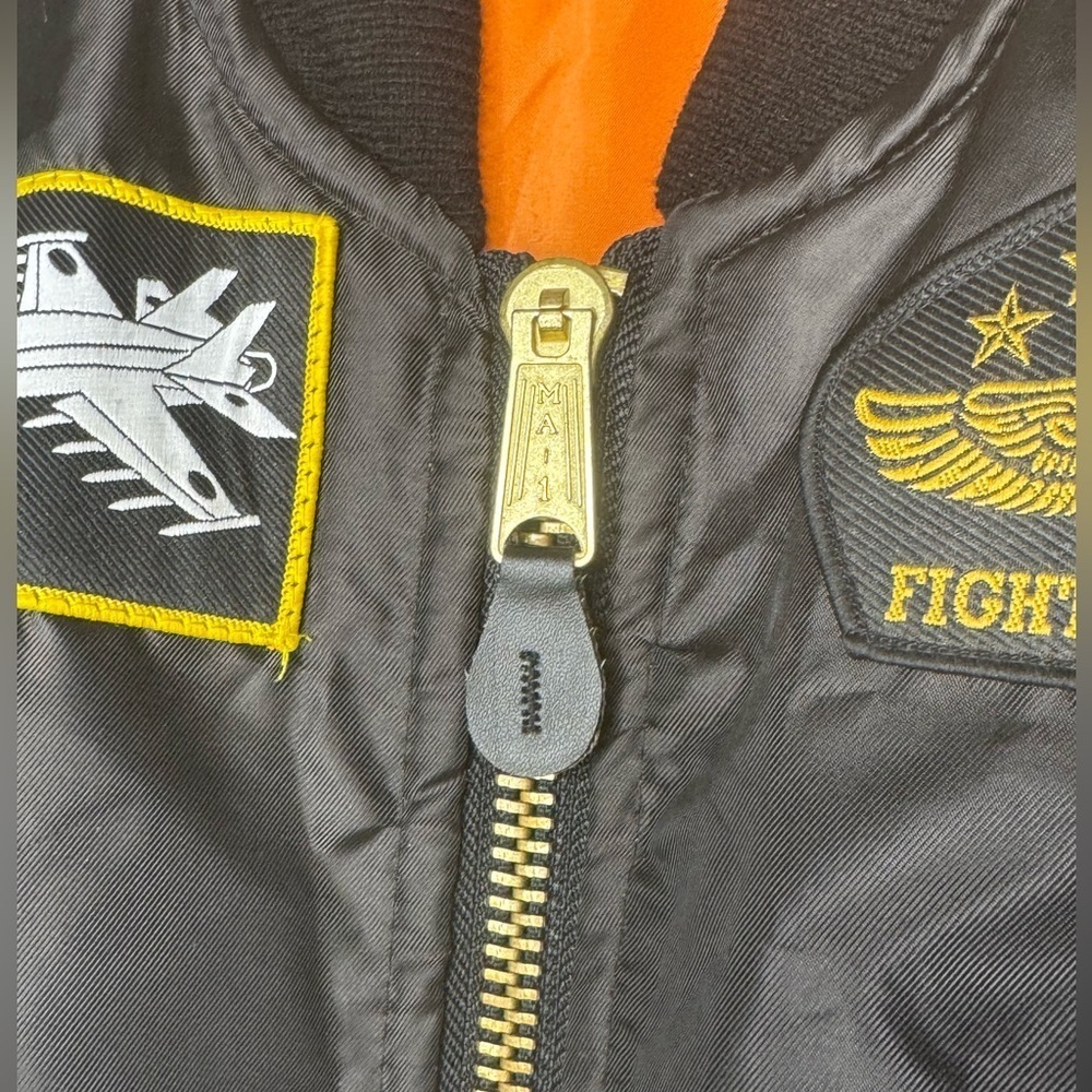 Kids Fighter Pilot Black Jacket-reversible - Picture 9 of 12